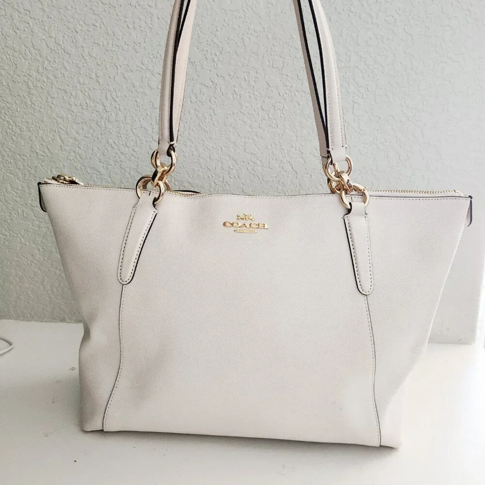 Coach Ava Cream Leather Shoulder Bag Purse Tote